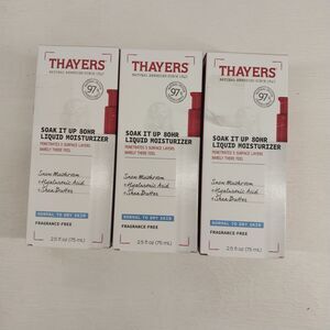 x3 Thayer's Soak It Up 80 Hr Liquid Moisturizer Fragrance Free Normal Dry Skin